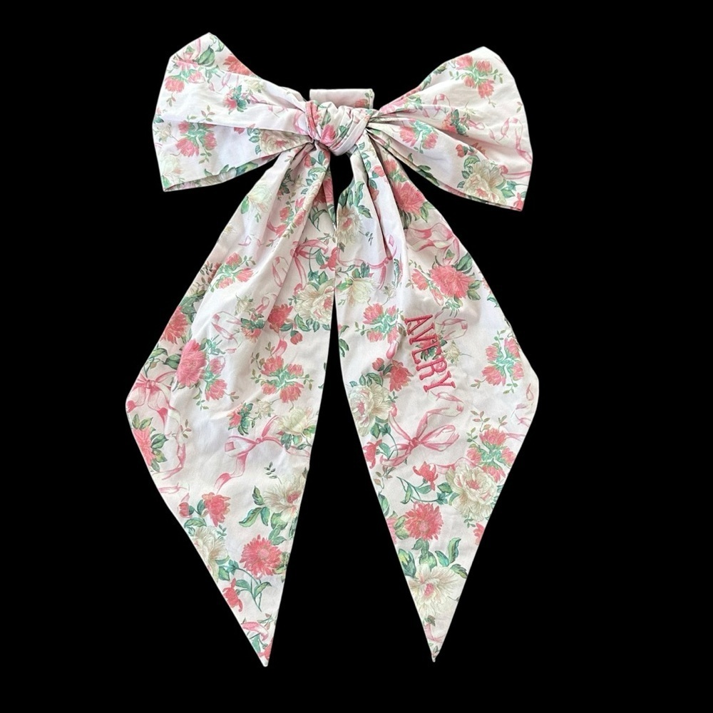 LoveShack Fancy Pottery Barn Kids Pink Floral‎ Easter Basket Bow Avery Monogram